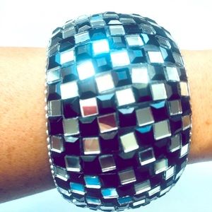 Unique Silver and Black Bulky Bangle